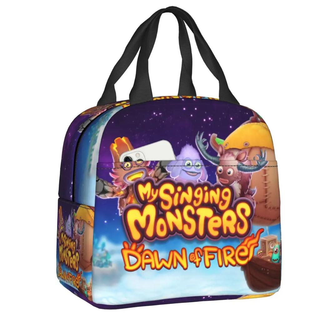 Изолированная сумка для обеда My Singing Monsters Cartoon для кемпинга, путешествий, видеоигр, водонепроницаемая термосумка для бенто-бокса для женщин и детей