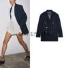 Весенняя женская одежда с подплечниками, лацканами с выемкой, длинными рукавами, свободный двубортный костюм, верхняя одежда 2442797