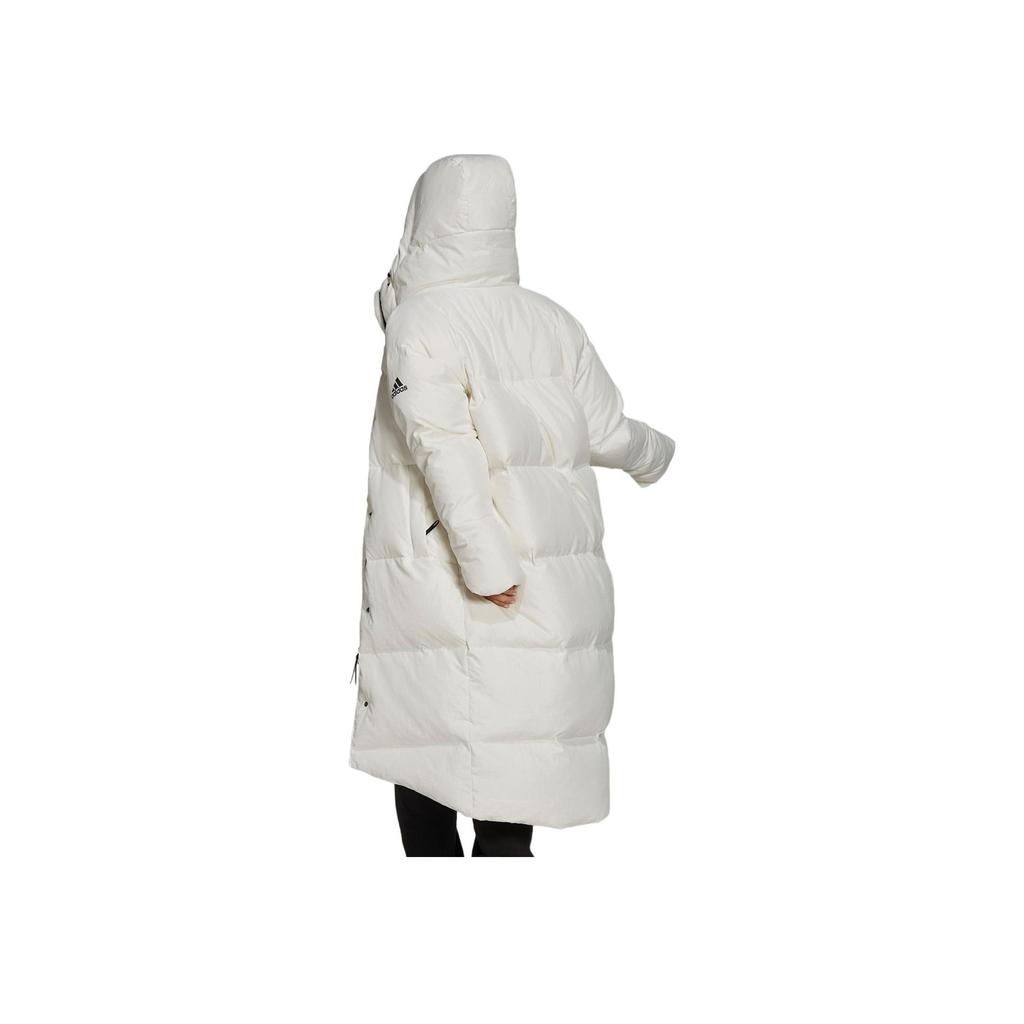Adidas Womens Big Baffle Down Coat With Zipper And Hood Women Coat White GQ2509