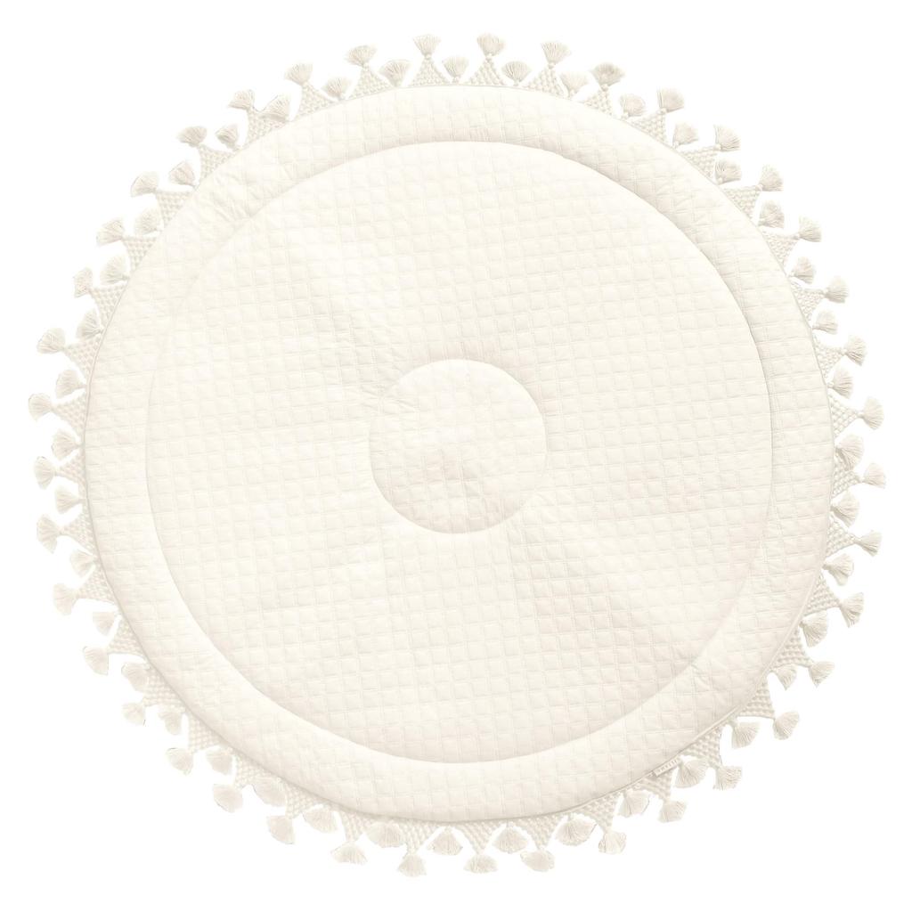 Игровой коврик LILIANA для малышей, Солнечный коврик, Моющийся игровой коврик с кисточками, Идеально подходит для сна и в качестве коврика (Круглый: Коврик 100 см, цвет слоновой кости)