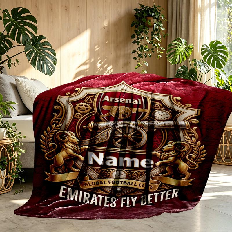 Custom Name Personalized Arsenal F.C Print Blanket, Home Decor, Bedroom, Sofa, Camping, Couch, Gifts for Birthday Christmas