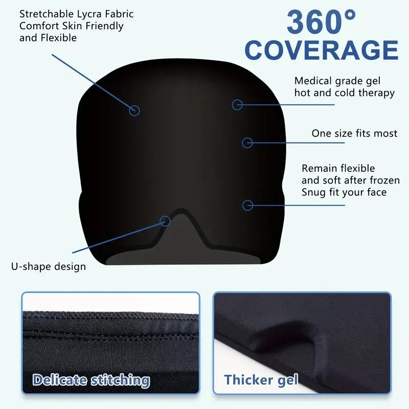 Головная боль Мигрень Гелевая шапочка, Ледяная шапочка для головы, Головной пакет со льдом для обертывания, Разглаживающая маска для сна, Охлаждающий ледяной чехол, Эффективный для