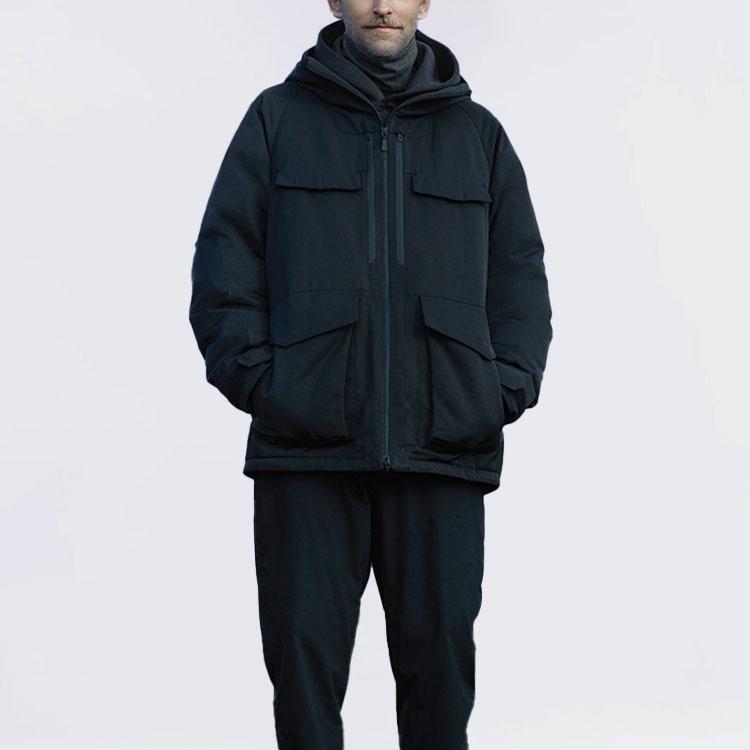 Uniqlo X White Mountaineering Коллаборация Высокопроизводительная Композитная Молния Свободный Крой Пуховая Куртка с Капюшоном Мужская Верхняя одежда Черный 442563-09