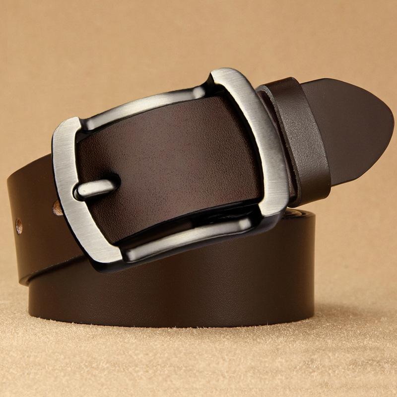 Men's Belt Trendy Retro Business Pin Buckle Cowhide Belt Versatile Young Middle Aged Jeans Belt Men