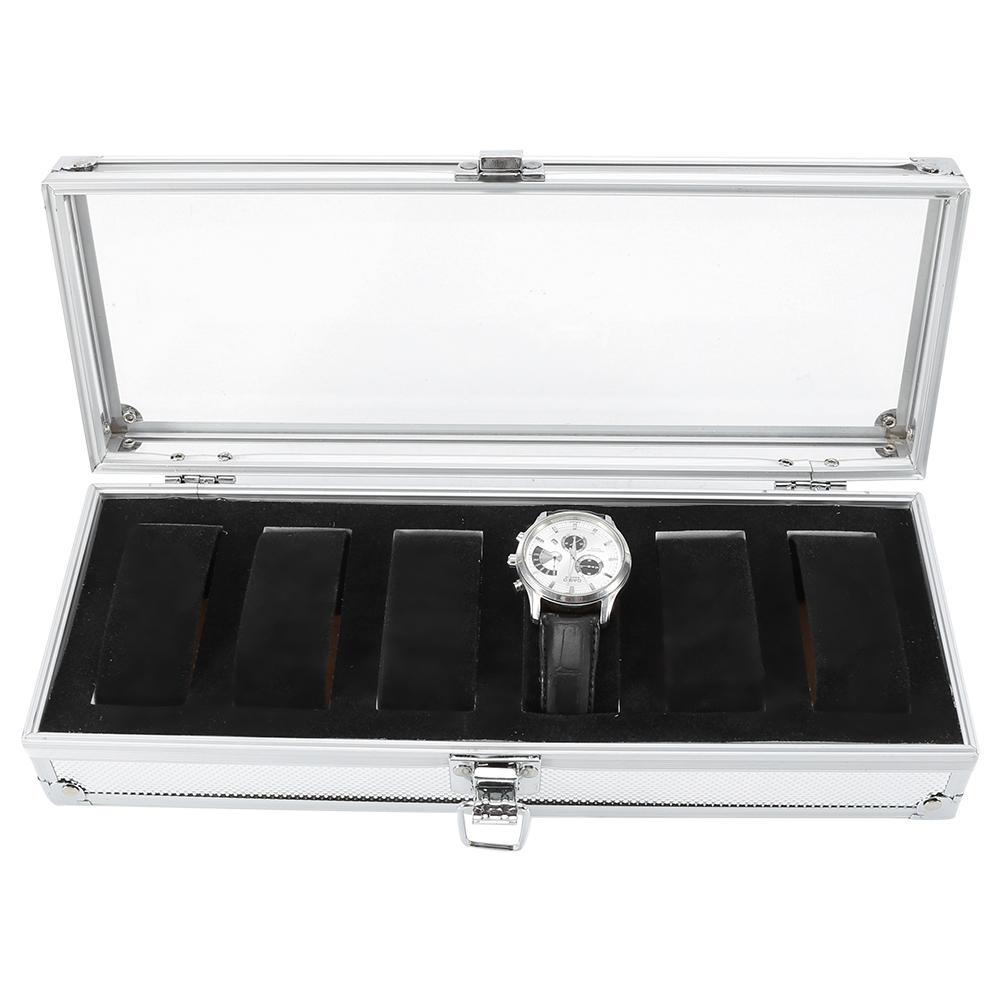 1Pc 6 12 Grid Slots Aluminum Rectangle Watch Jewellery Display Storage Organizer Box Case New