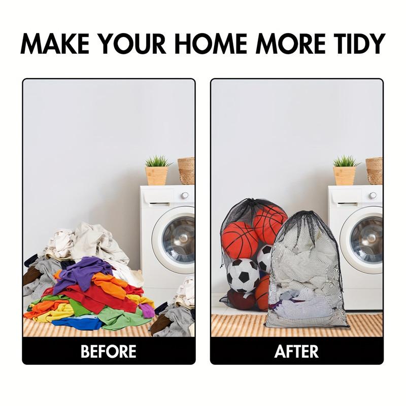 Большая сетчатая спортивная сумка с сумкой на шнурке для хранения баскетбольного, волейбольного плавательного снаряжения