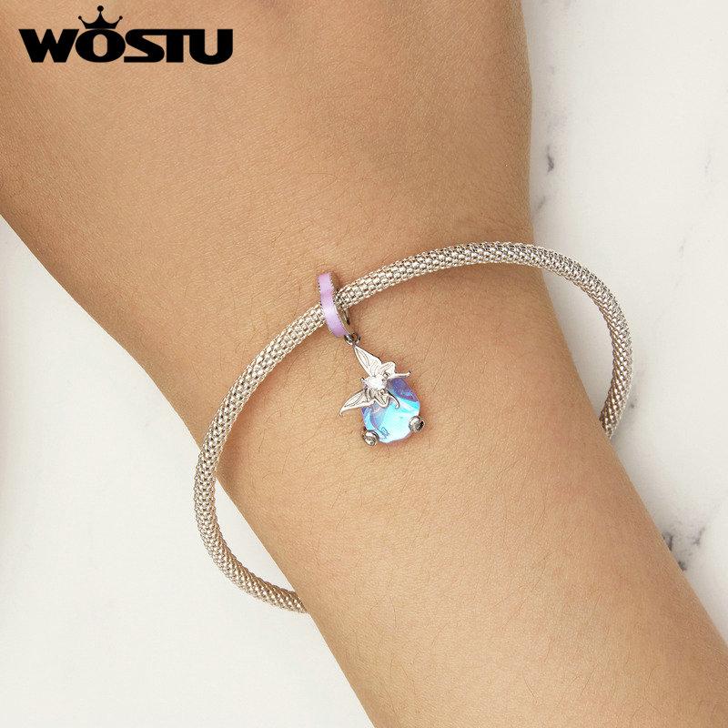 WOSTU Подвеска-подвеска из стерлингового серебра 925 пробы с газовой бабочкой для браслета DIY, ожерелья