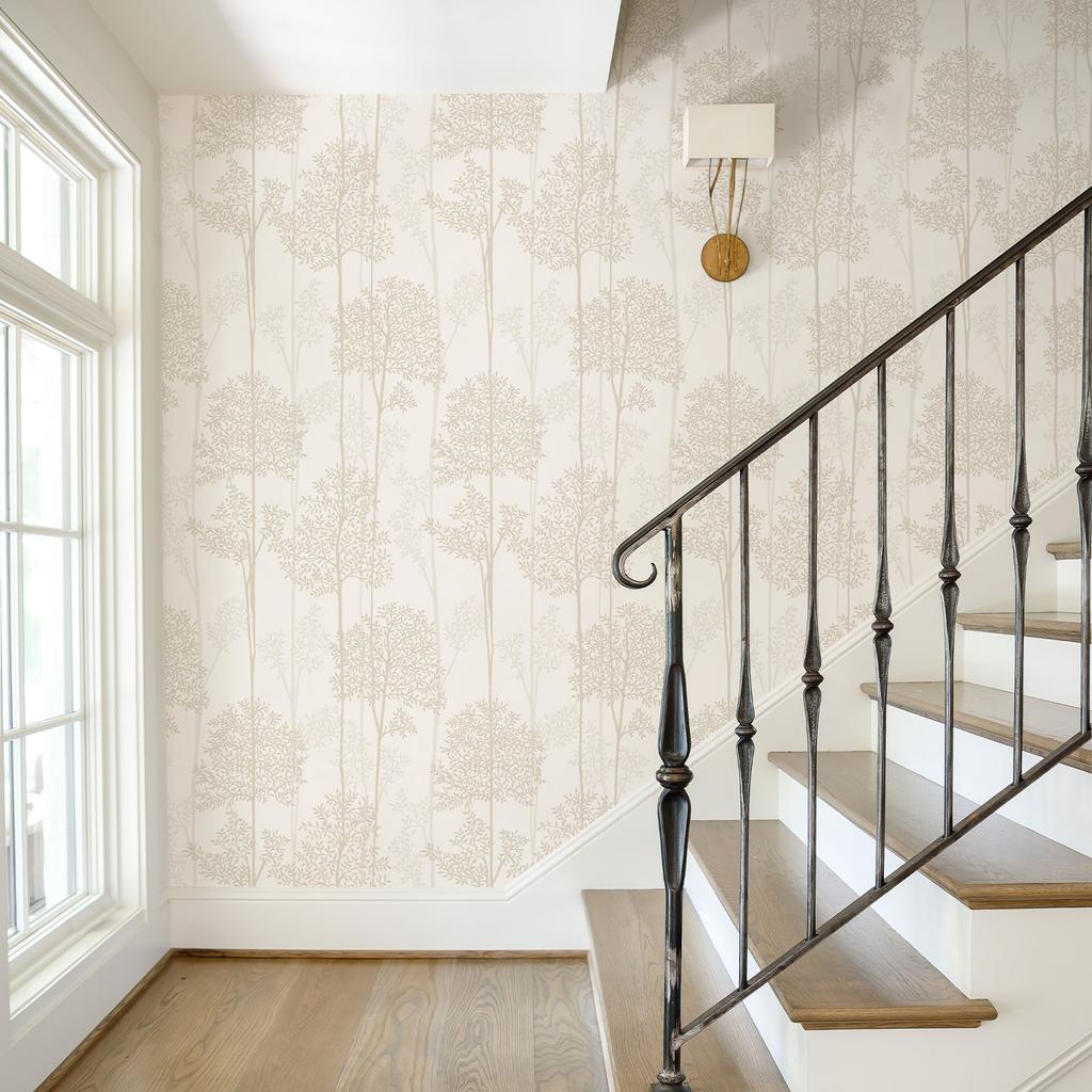 Светло-желтые деревья Самоклеящиеся обои Водонепроницаемые Теплые Настенные Контактные Обои Ретро Наклейка для Шкафа для Мебели