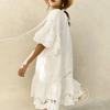 Летняя юбка темперамент пригородный однотонный свободный белый кружевной пригородный стиль праздничное платье
