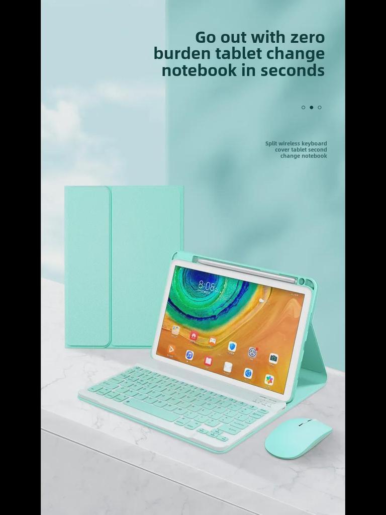 Совместимый комплект Bluetooth-клавиатуры и мыши для Huawei MatePad 10.4/11/V7 Pro/10.8/12.6 с гнездом для стилуса