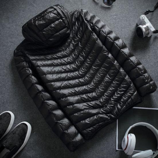 Мужская хлопковая куртка с капюшоном, длинным рукавом, однотонный пуховик с боковыми карманами, застежка-молния по всей длине, тонкая стеганая зимняя верхняя одежда