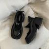 Black Retro Heightened Platform Small Leather Shoes Women's 2025 New Autumn and Winter Round Head Light Mouth Thick Heel Mary Jane Shoes Single Shoes