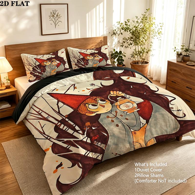 Over the Garden Wall Pattern Bedding Home Decoration Birthday Gift ( 1 duvet cover + 2 pillowcase, without core),fan merchandise.