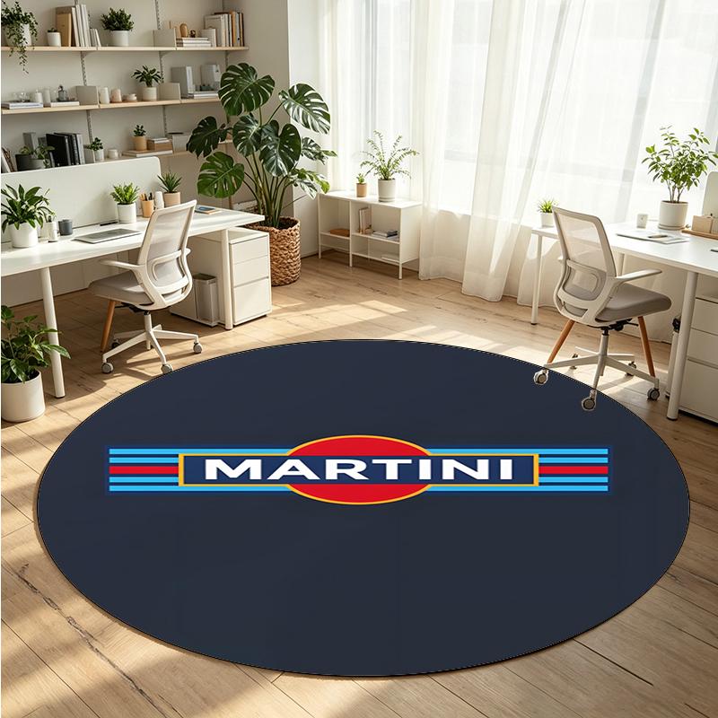 Martini Racing Printed Round Crystal Velvet Rug Soft Non Slip Floor Carpet For Bedroom Holiday Gift