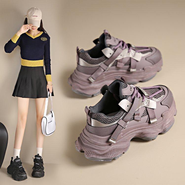 Mesh Dad Shoes Women's Platform Muffin Spring 2025 New Versatile Small Height Increase Casual Women's Shoes