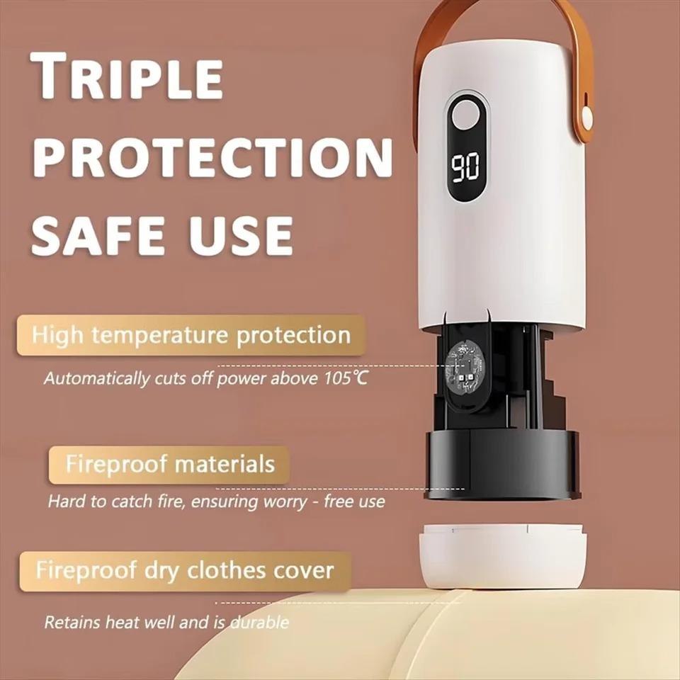 Портативная сушилка для одежды с таймером Мини-сушилка для одежды Большая вместимость Цифровой дисплей Подсветка барабана Одежда Нижнее белье Детская одежда Складная сушилка для одежды