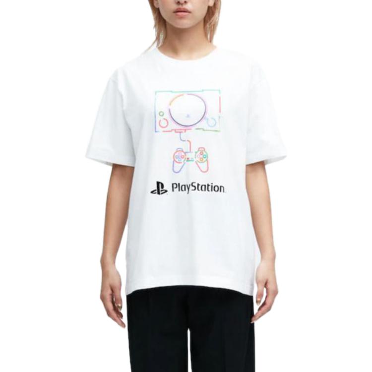 Uniqlo Свободная футболка с круглым вырезом и короткими рукавами с принтом мультяшного персонажа, унисекс, белая 455803-00