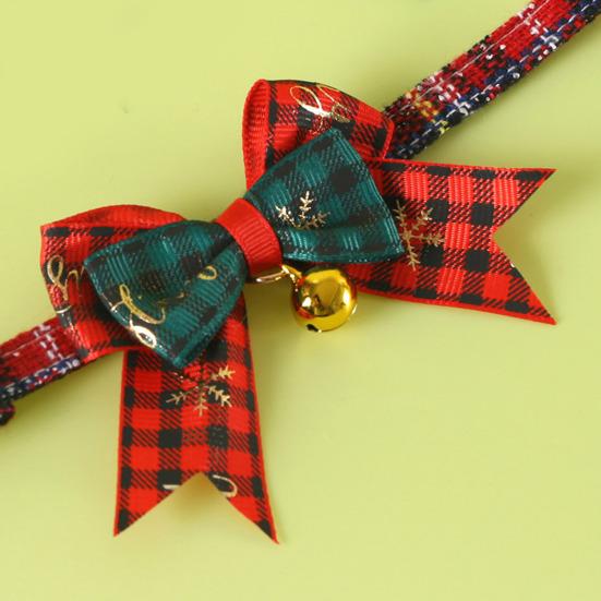 Рождественский кошачий ошейник красно-зеленый клетчатый ошейник с бантом регулируемый ошейник-бант с колокольчиком для кошек рождественский наряд реквизит для фотосессий