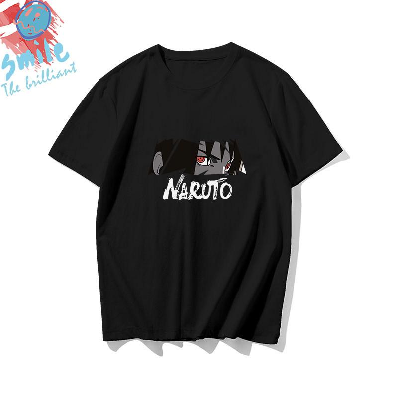 Black childrens Tshirt Japanese anime Naruto peripheral pure cotton printed parentchild outfit summer casual loose Tshirt