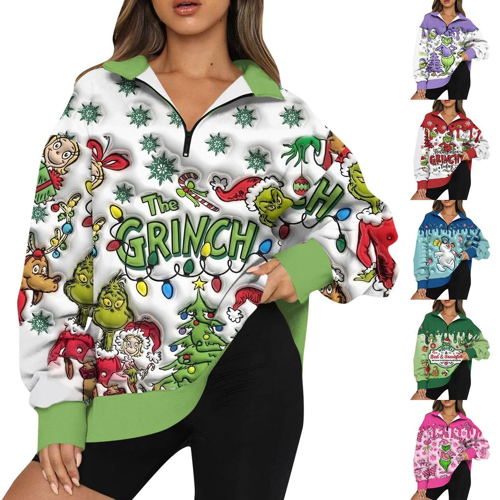 Женская мода повседневная толстовка с длинным рукавом и принтом на молнии с высоким воротом и заниженными плечами