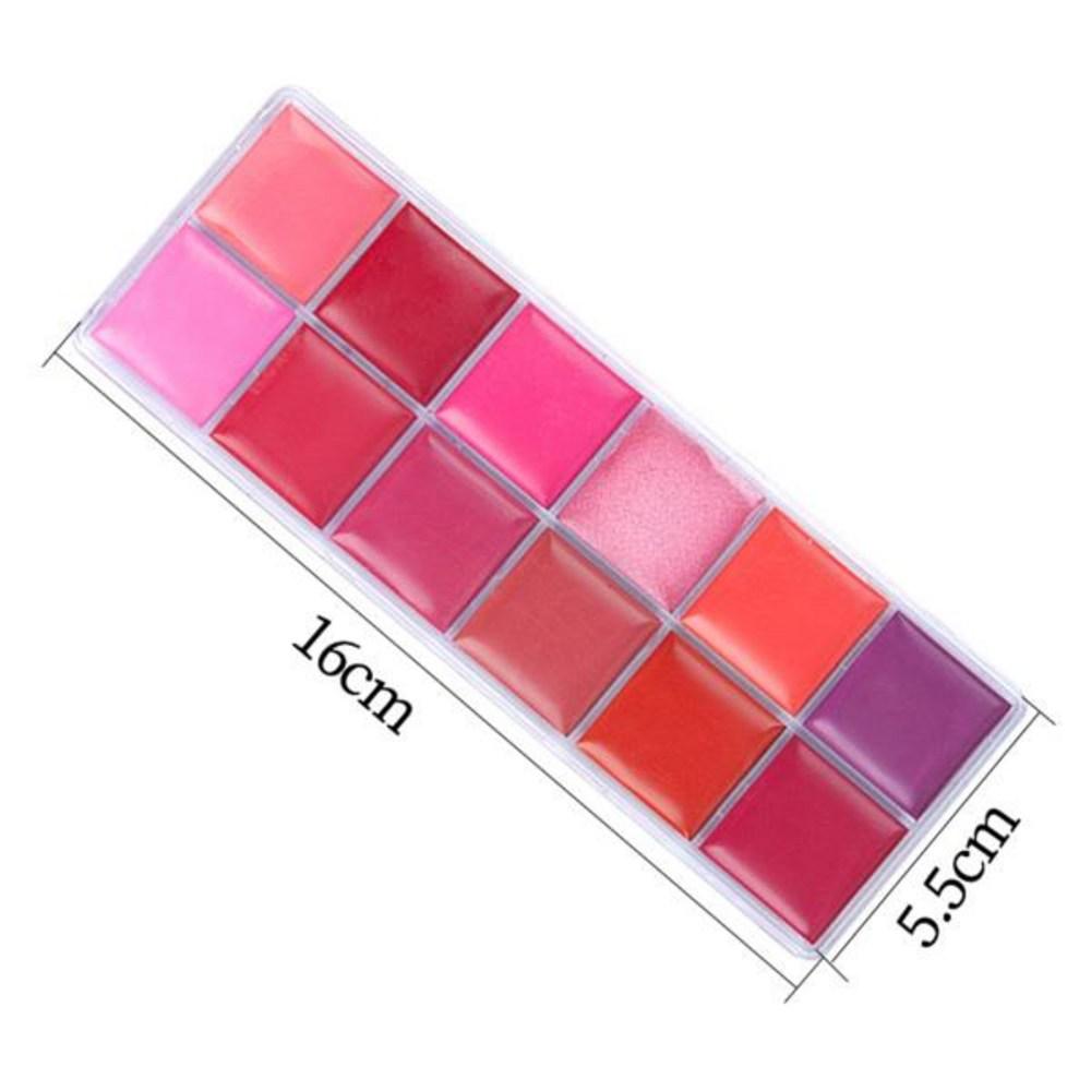 Палитра для губ Макияж Увлажняющий Нелипкий Контурирующий Мерцающий и Матовый Стойкий 12 Цветов, Палитра для губ, 1 шт.