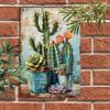 1pc Desert Succulents & Cacti Aluminum Wall Sign - 8x12 Inch Rustic Decorative Art for Plant Lovers, Vintage Metal Wall Hanging with Realistic Cactus