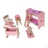 Dollhouse Wooden Room Funiture Toy Set for Kids Pink