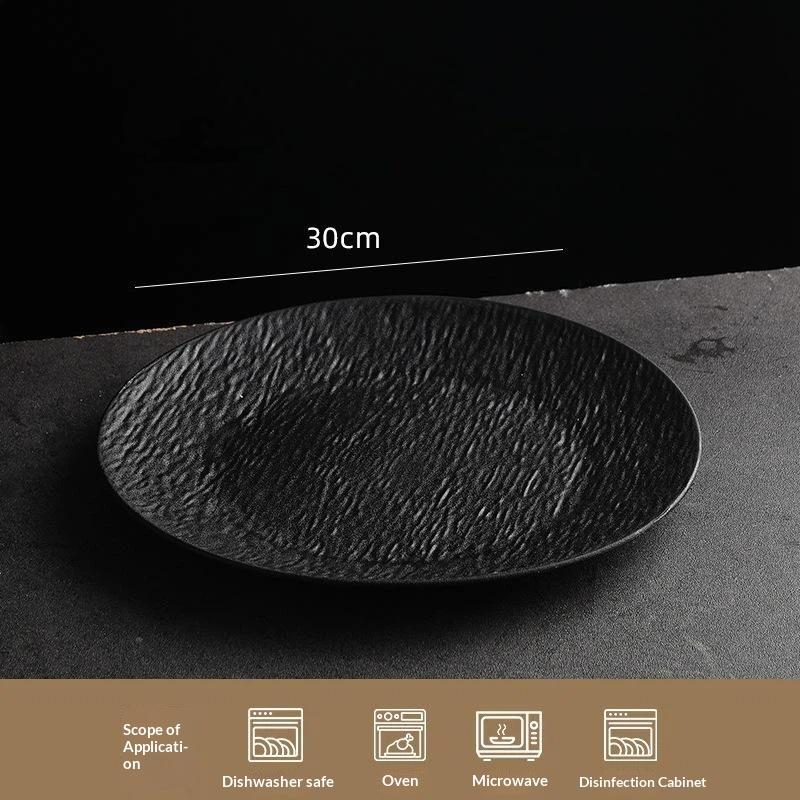 8 Pcs Plastic Dinner Plates Stone Textured Smooth Burr Free Edge Dishwasher Safe for Home Kitchen Family Dinner