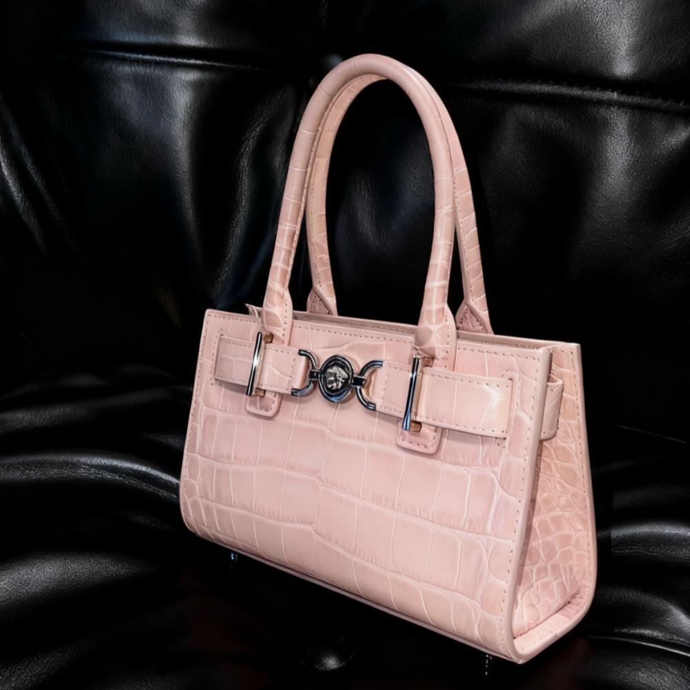 Сумка-тоут и сумка через плечо из натуральной кожи с тиснением под крокодила в стиле Чжао Лусы