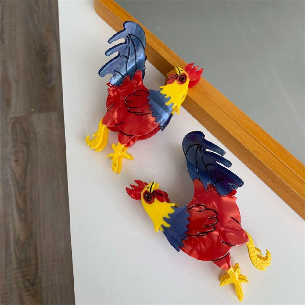 Large Acetate Animal Hair Claw Shark Clip Acetic Acid Hairpin Creative Rooster Hair Clip  Travel