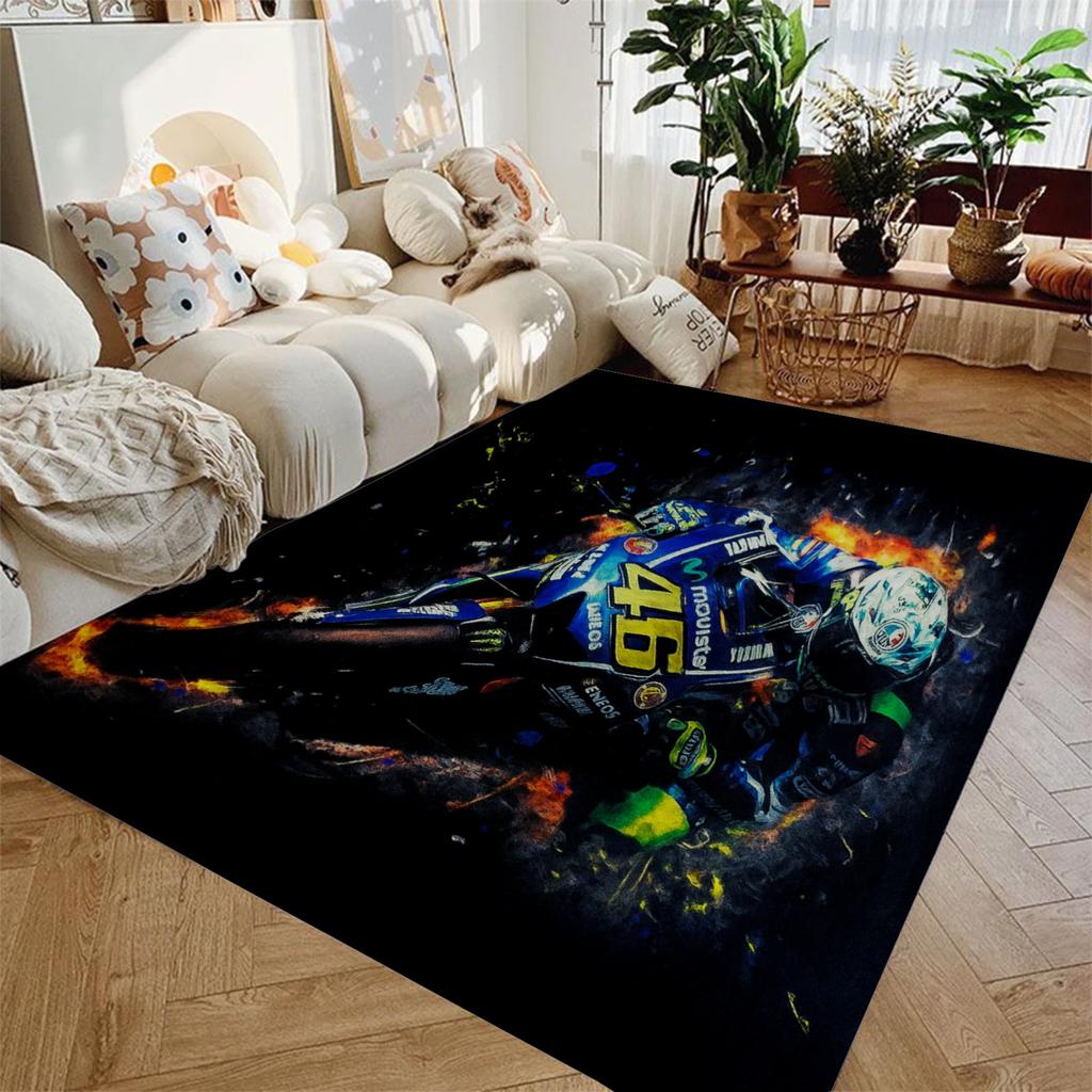 1pc Oversized Carpet Racing motorcycle Print Bedroom Decor Kid Nonslip Parlor Floor Mat Surface Comfortable Carpet Birthday Gift