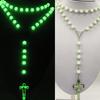 Glow In The Dark Rosary Beads Necklace Cross Pendant Necklace - Luminescent Catholic Rosary Religious Jesus Chains For Women Men