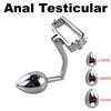 Male Metal Anal Plug Testicular Restraint Penis Ring Scrotum Stimulation Lock Weight Ball Stretcher Fetish Sex Toys for Man Gay