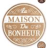 [A0666] - Burlap Placemat 'La Maison Du Bonheur' Beige White - 38 Cm