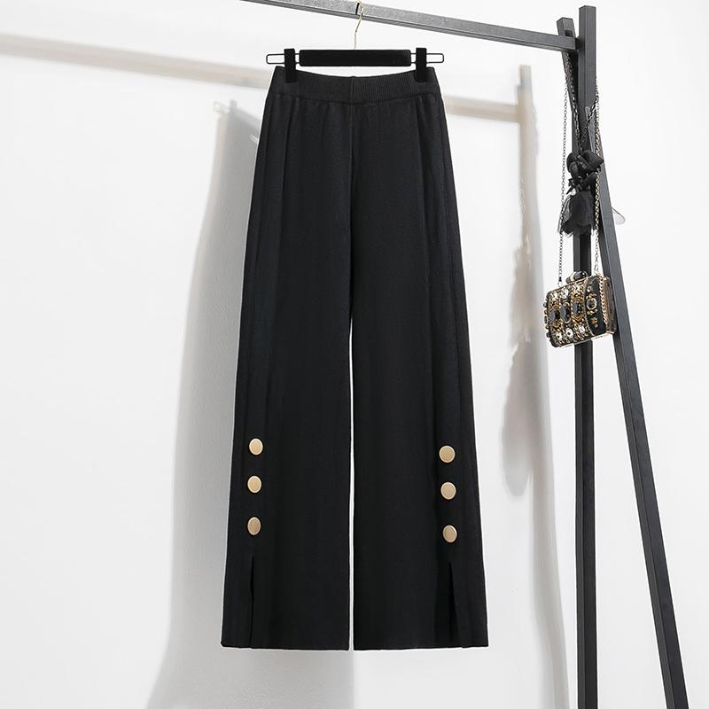 DIMANAF 2025 Осень Зима Женские Брюки Большого Размера Новая Мода Женские Длинные Брюки Оверсайз Свободные Брюки Вязаные