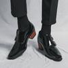Hight Quality Men's Patent Leather Height Increasing Shoes Pointed Top British Style Banquet Wedding Party Dress Metal Decoratio