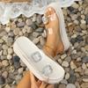 Fashion Rhinestone Buckle Platform Sandals for Women Thick Sole Transparent Pvc Slippers Woman 2025 Summer Comfort Beach Slides