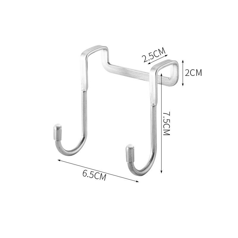 Stainless Steel Double-S Shaped Door Back Hook Non-Punch Closet Cabinet Door Sundries Universal Hook Kitchen Bathroom Organizer