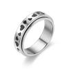 Spinning Spinner Ring For Men Women Anxiety Fidget Rings Stainless Steel Moon Star Roman Numerals Chain Rotating Ring