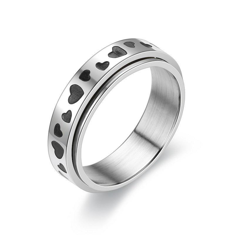 Spinning Spinner Ring For Men Women Anxiety Fidget Rings Stainless Steel Moon Star Roman Numerals Chain Rotating Ring