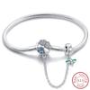 Real 925 Sterling Silver 17-20CM Butterfly Pet Ocean Starry Sky Original Bracelet Fit for Wedding Fine Jewelry DIY Making