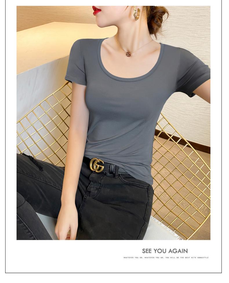 Женская летняя модальная приталенная футболка большого размера с коротким рукавом черного цвета