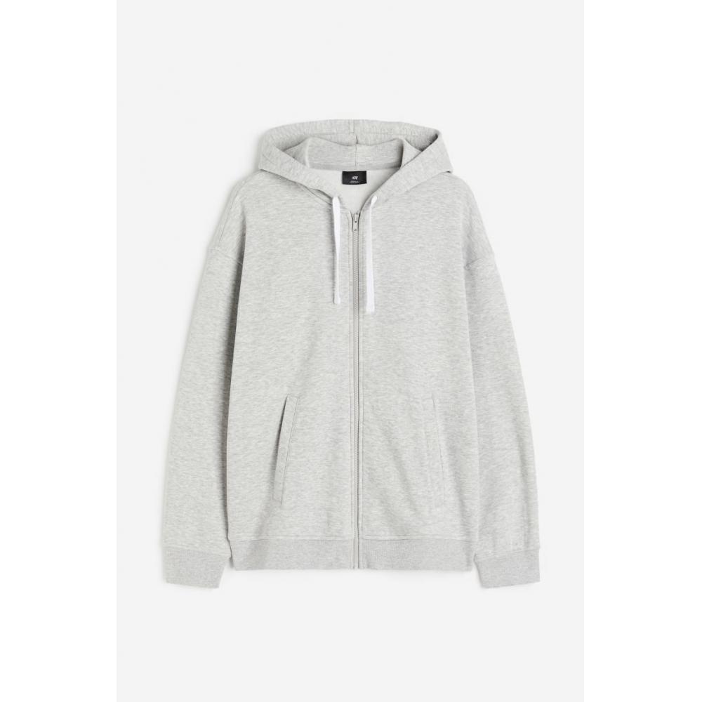 Толстовка свободного кроя на молнии HM серая меланжевая
