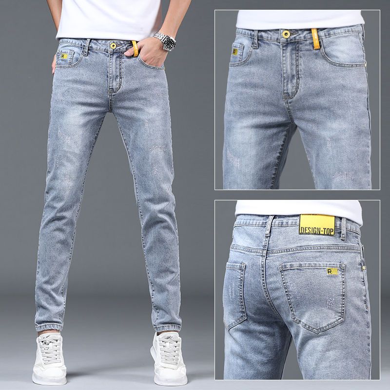 New Arrivals Jeans Men Quality Brand Business Casual Male Denim Pants Straight Slim Fit Dark Blue Men Plus Size