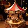 Robotime Carousel Music Box 3D Wooden Puzzle With LED Lights Gear Model Building Construction Craft Kits Xmas Gifts for Adult