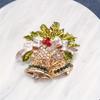 Elegant & Cute Christmas Bell Brooch with Sparkling Rhinestones - Unique Bow-Shaped Accessory for Women