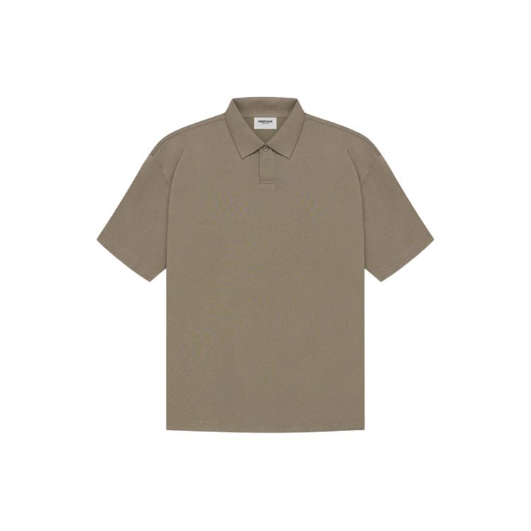 Fear of God Essentials Короткий рукав Поло SS21 с логотипом на спине Унисекс Топы Тауп FOG-SS21-550