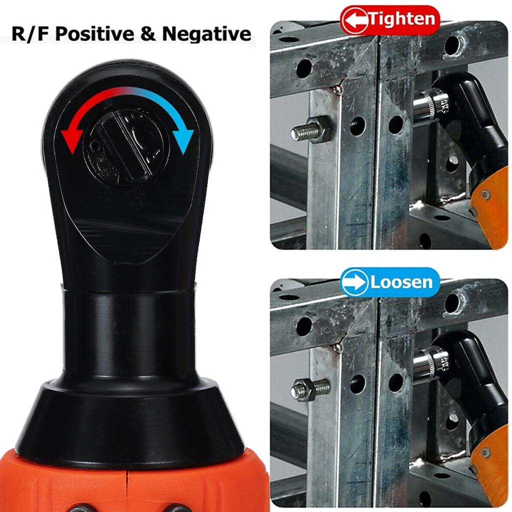 12V Cordless Ratchet Right Angle Wrench 3/8INCHES 65Nm Angle Wrench Tool Impact Power Tool with 2 Battery