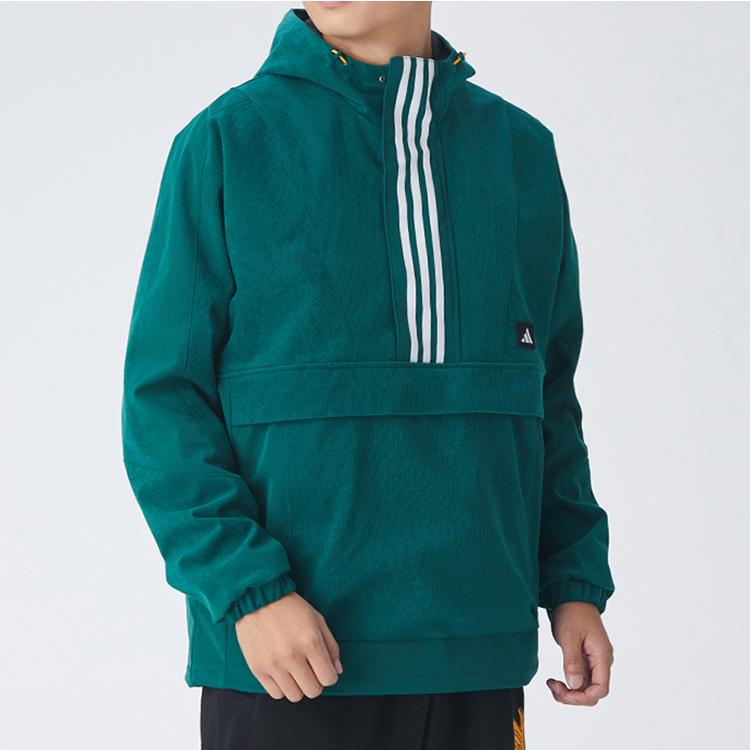 Adidas Городской анорак с теплым логотипом, повседневная ветрозащитная куртка с капюшоном, мужская верхняя одежда, зеленый GM4452