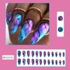 24pcs False Nails Blue Gradient Design Fake Nails Art Full Coverage Waterproof Removable Artificial Press On Nails